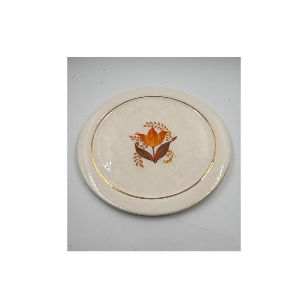 Bakerite Orange Tulip Cake/Dessert Platter with 22 kt. Gold Rim Diameter 11 1/2"